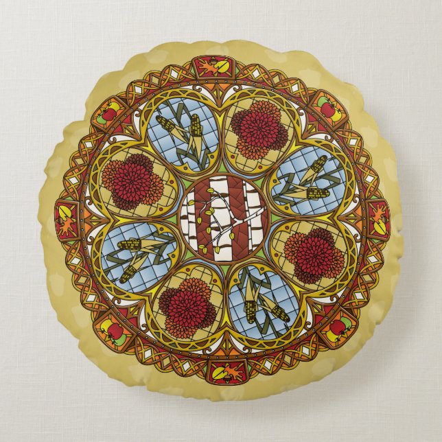 Fall Nouveau Round Pillow Rund Kudde (Framsidan)