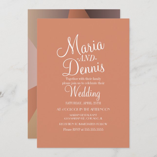 Fall Nuetala Modern Geometrisk färgstark Bröllop Inbjudningar (Fram/baksida)