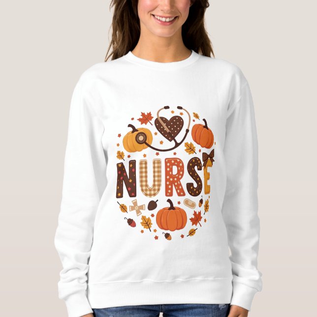 Fall Nurse - Vattenfärgad cute och färgstark T Shirt (Framsida)