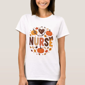 Fall Nurse - Vattenfärgad cute och färgstark T Shirt
