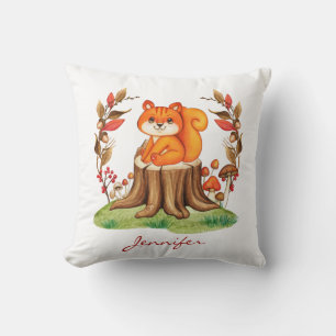 Fall Nursery Decor Cute Baby Squirrel Hösten Kudde