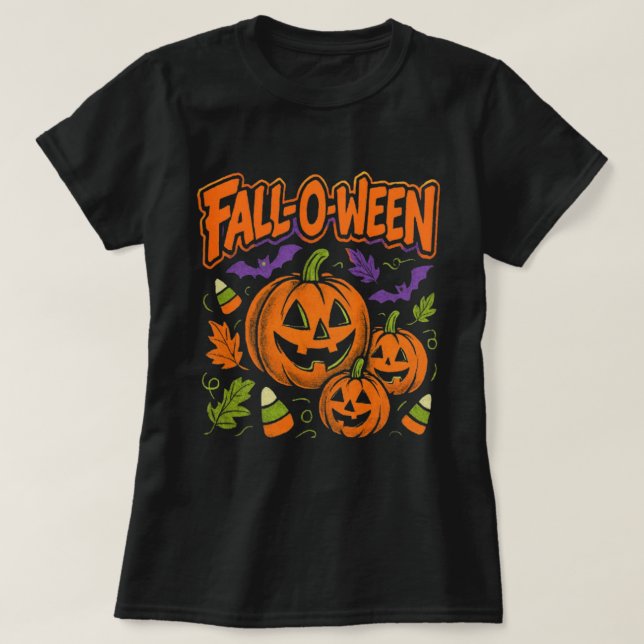 Fall-o-ween Bootleg Autumn Halloween Design Design T Shirt (Design framsida)