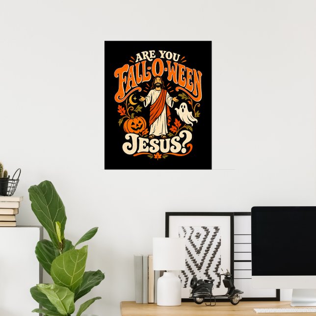 Fall-O-Ween Jesus Kristna Halloween Pumpa Poster (Hemmakontoret)