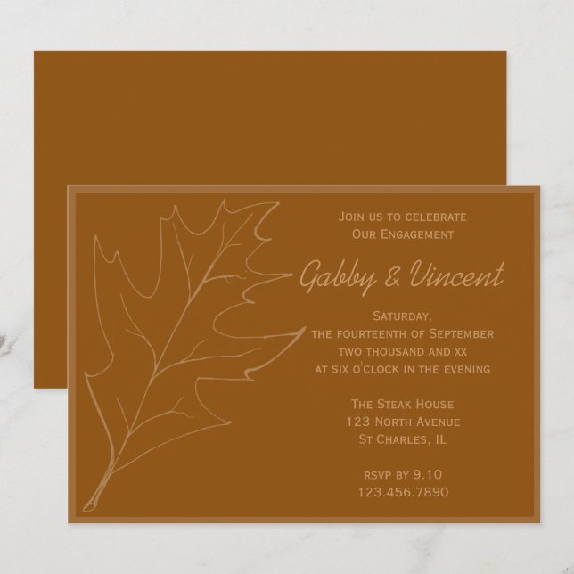 Fall Oak Löv Förlovningsfest Inbjudningar (Fram/baksida)