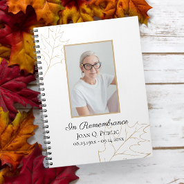 Fall Oak Löv Funeral Memorial Guest Bok Anteckningsbok