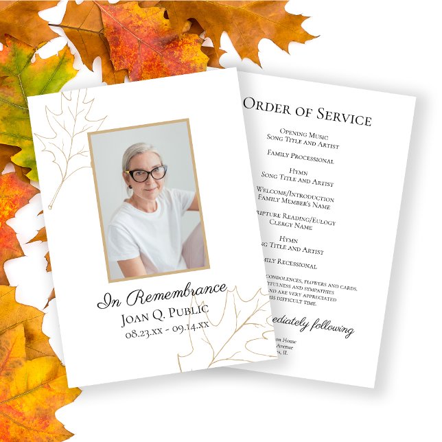 Fall Oak Löv Funeral Memorial Service Program (Skapare uppladdad)