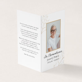 Fall Oak Löv Funeral Service Memorial Prayer Visitkort