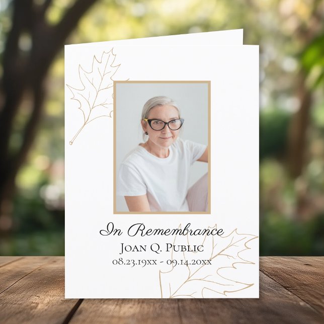 Fall Oak Löv Funeral Wake Memorial Sympathy Tack Kort (Skapare uppladdad)