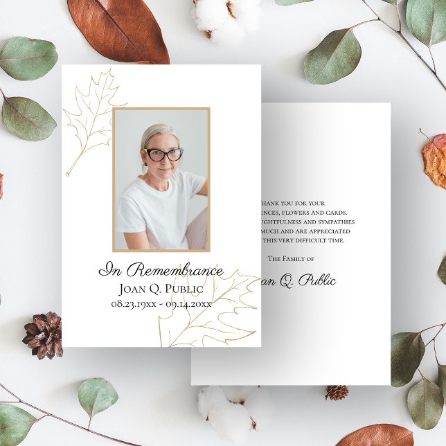 Fall Oak Löv Funeral Wake Memorial Sympathy Tack Kort (Skapare uppladdad)