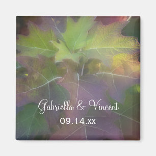 Fall Oak Löv Hydrangea Bröllop Magnet