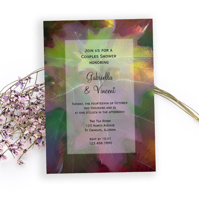 Fall Oak Löv Hydrangea Par Möhippa Inbjudningar (Fall in Love with this woodsy Autumn Couple Shower Invitation)