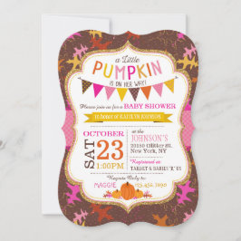 Fall Oak Löv och Pumpkins Baby Shower Inbjudan