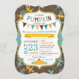 Fall Oak Löv och Pumpkins Baby Shower Inbjudan