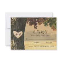 Fall Oak Träd Land Rustic Bröllop OSA Card