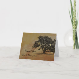 Fall Oak Träd Lantern Bröllop Tack Kort
