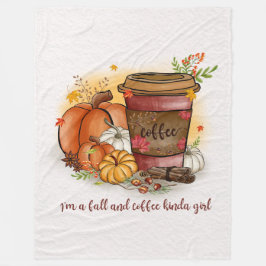 Fall och kaffe, en tjej, Fleece Blanket