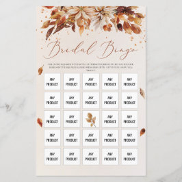 Fall och Orange Flowers Boho Möhippa Bingo