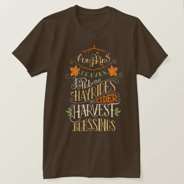 Fall- och skördevälsignelser t shirt (Design framsida)