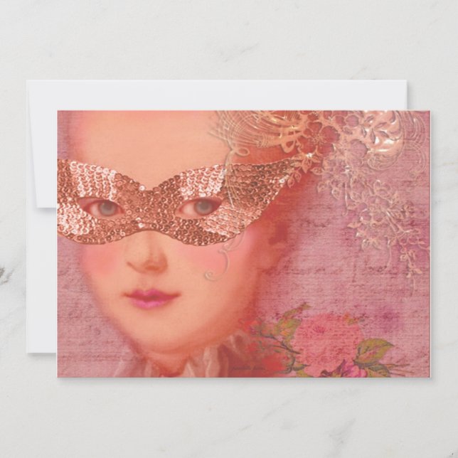 Fall och Winter Boll maskerad Marie Antoinette Inbjudningar (Framsida)