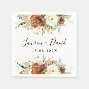 Fall Ochre blommigt Bröllop Napkins Pappersservett