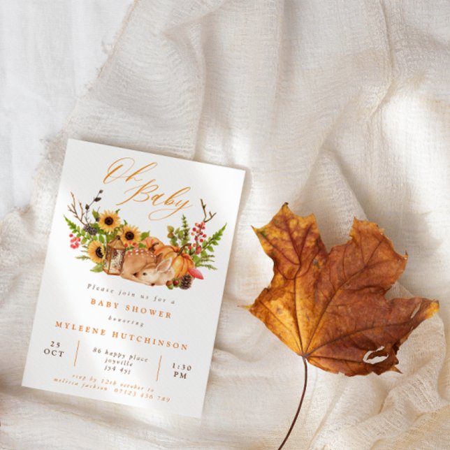 Fall Oh Baby Hjort Pumpkin & Sunsun Baby Shower Inbjudningar (Skapare uppladdad)