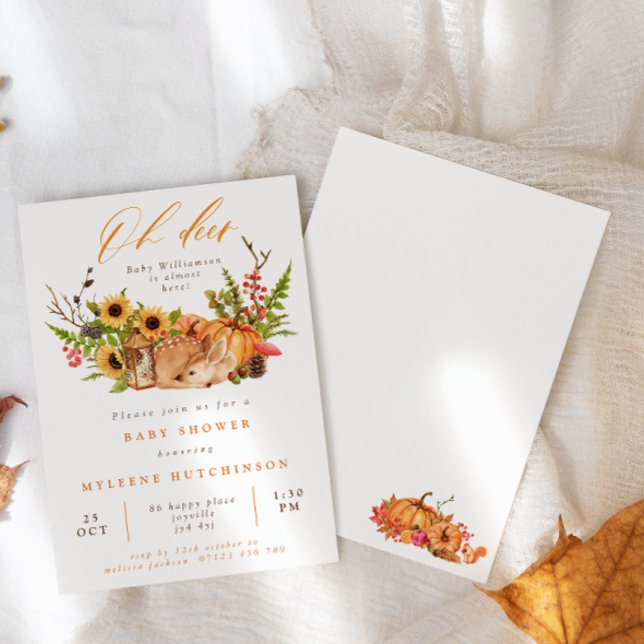 Fall Oh Hjort Pumpkins & SunblommBaby Shower Inbjudningar (Skapare uppladdad)