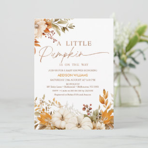 Fall Orange Blommigt Little Pumpkin Baby Shower Inbjudningar