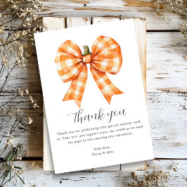 Fall Orange Bow Baby Shower Tack för ditt kort