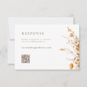 Fall Orange & Brown Wildblommor QR Codem Bröllop OSA Kort