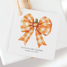 Fall Orange Coquette Bow Baby Shower Gåvor Etiketter