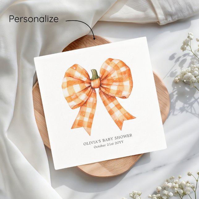 Fall Orange Coquette Bow Baby Shower Pappersservett (Skapare uppladdad)