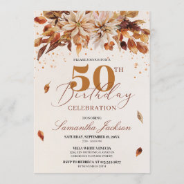 Fall Orange Flowers Marigold Cooper 50:e födelseda Inbjudningar