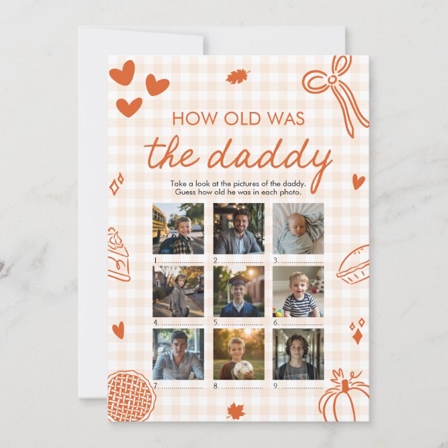 Fall Orange Hand plockade hur gammal var pappas sp Inbjudningar (Framsida)