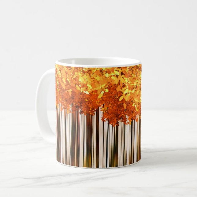 Fall orange maple träd-skogshöns skogen strimlad kaffemugg (Framsida vänster)