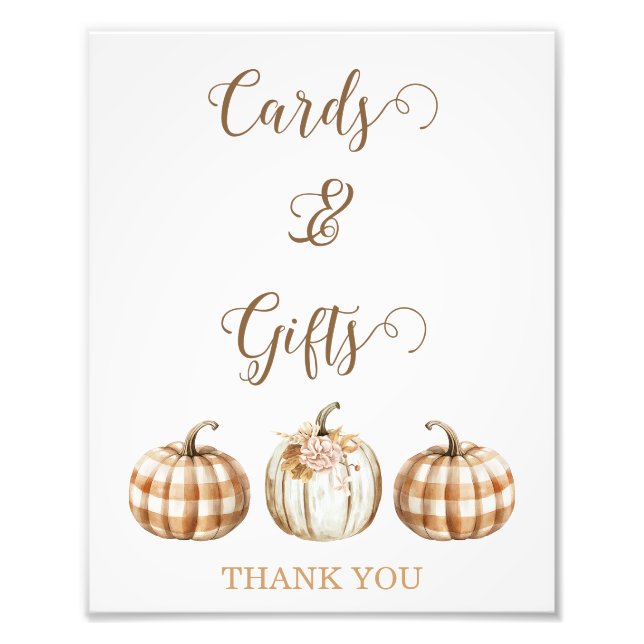 Fall Orange Pumpkin Baby Shower Sign Fototryck (Framsidan)