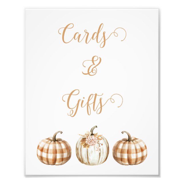 Fall Orange Pumpkin Baby Shower-skylt Fototryck (Framsidan)