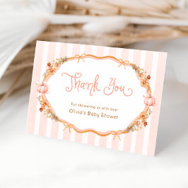 Fall Orange Pumpkin Baby Shower Tack för ditt kort