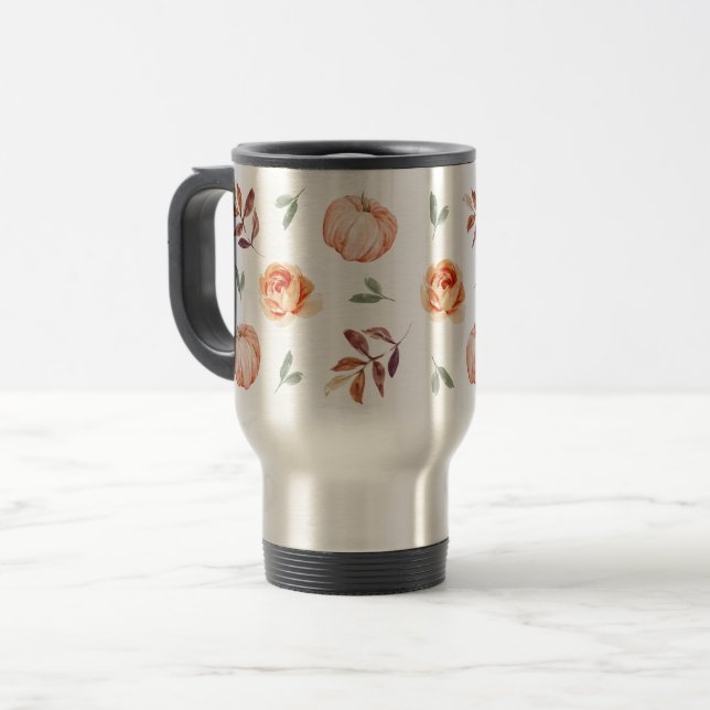 Fall Orange Pumpkin Coffee Thermal Tumbler Resemugg (Framsida vänster)