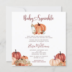 Fall Orange Pumpkin Mjölk Flaska Baby Sprinkle Inbjudningar