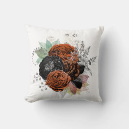 Fall Orange Ro Blommigt Dekorativ kudde