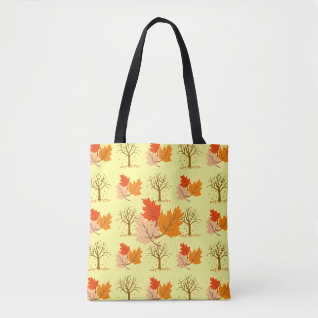 Fall över hela W/Löv & Träd Tote Bag Tygkasse (Framsida)