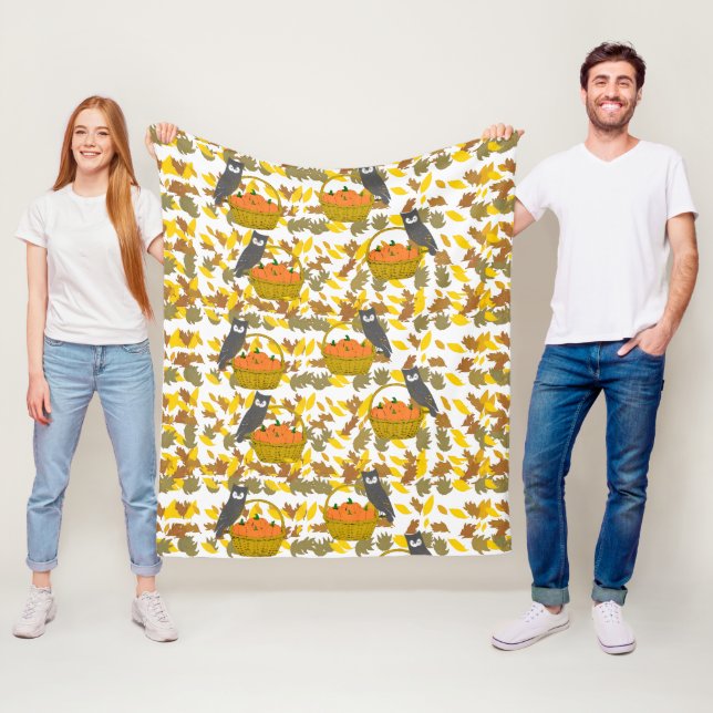 Fall Owls & Pumpkin Harvest Fleece Blanket   (På plats)