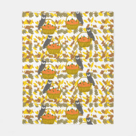 Fall Owls & Pumpkin Harvest Fleece Blanket
