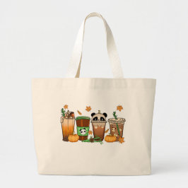 Fall Panda Coffee Tote Bag Jumbo Tygkasse
