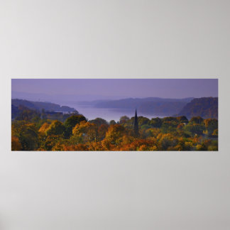 Fall Panorama Hudson River i Poughkeepsie Poster