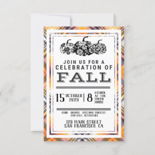 Fall Party, Autum Party, Halloween fest, Pumpkins Inbjudningar