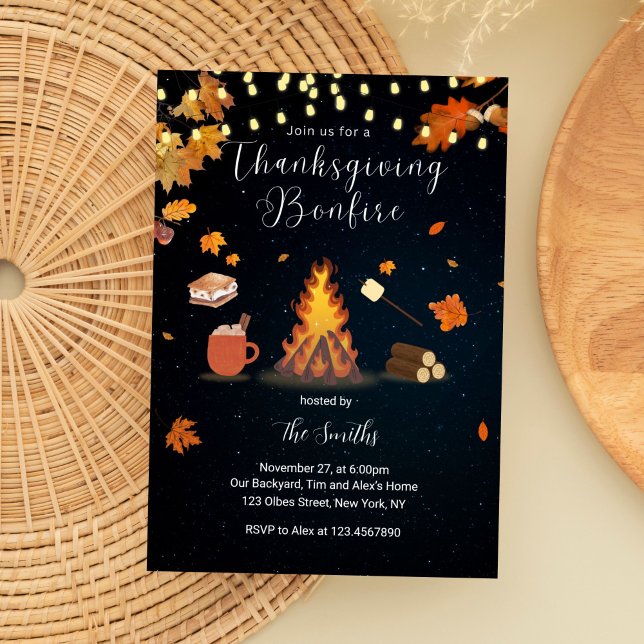 Fall Party Backyard Bonfire Thanksgiving Inbjudningar (Thanksgiving Invite, Digital Invitation, Thanksgiving Invitation, Thanksgiving Invite Digital, Happy)
