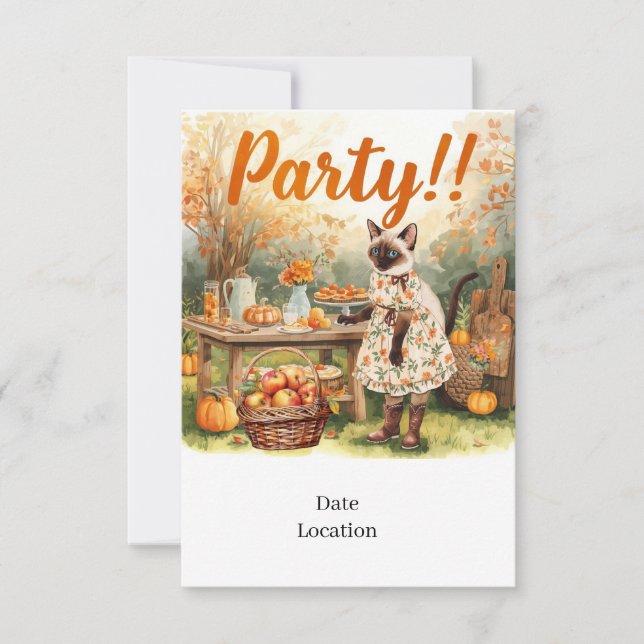 Fall Party Invitation Card – Cozy Autumn Gathering Inbjudningar (Framsida)