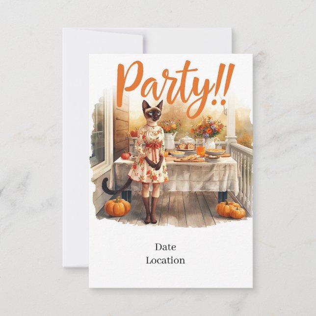 Fall Party Invitation Card – Cozy Autumn Gathering Inbjudningar (Framsida)