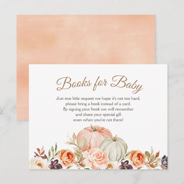 Fall Peach och Grönt Pumpkin Bokar för Baby Vykort (Fram/baksida)